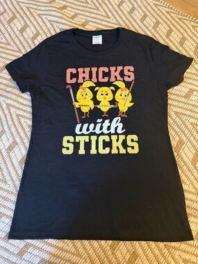 Girl’s Chicks With Sticks' Firld Hockey Graphic Tee